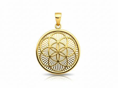 Zawieszka złota okrągła zdobiona możliwy grawer personalizacja