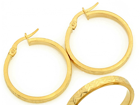 Złote kolczyki diamentowane szerokie kółka 25mm