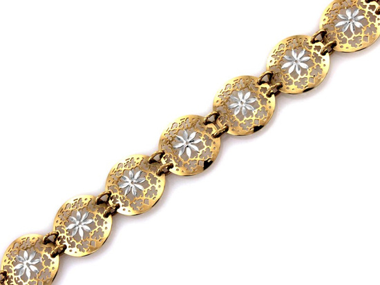 Złota bransoletka z pięknych ażurowych kółek