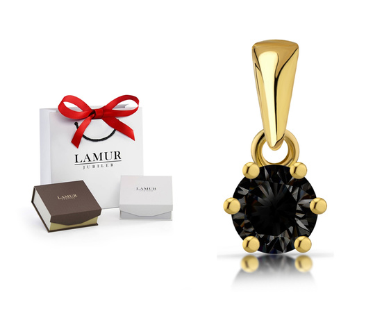 Złota zawieszka 585 - klasyczna z czarną cyrkonią