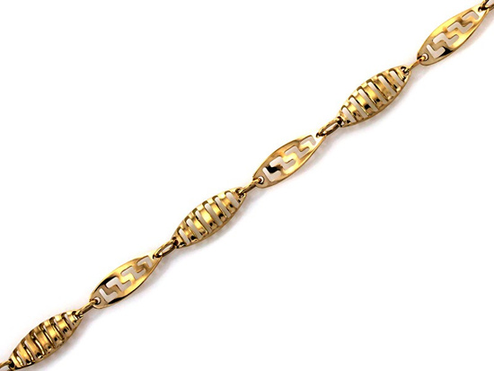 Złota bransoletka z ażurowych owalnych elementów