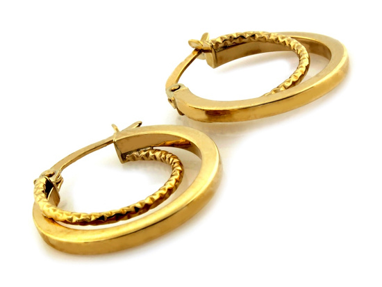 Złote kolczyki podwójne koła