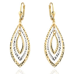 Złote kolczyki 585 - wiszące diamentowane łezki