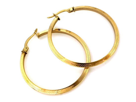 Kolczyki złote koła 35mm frezowane