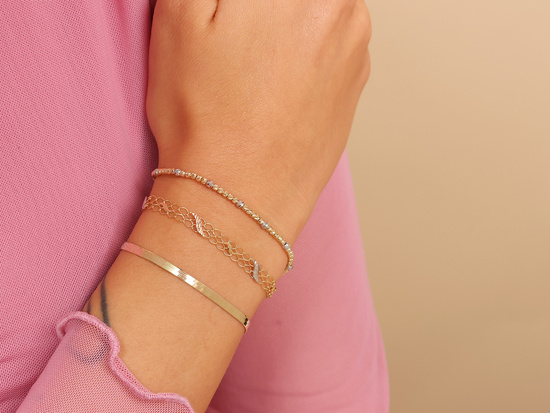 Bransoletka złota kulkami diamentowana