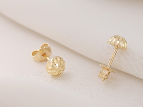 Diamentowane kolczyki złote półkule