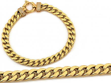 Bransoletka złota gruba pancerka z cyrkoniami okazała ekskluzywna