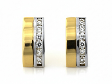 Kolczyki złote dwukolorowe z cyrkoniami sztyfty