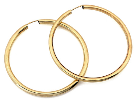 Złote kolczyki duże koła 48mm szarniry