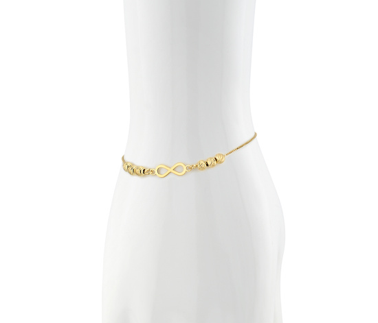 Złota bransoletka 925 nieskończoność z kuleczkami - 15,5 - 18,5 cm