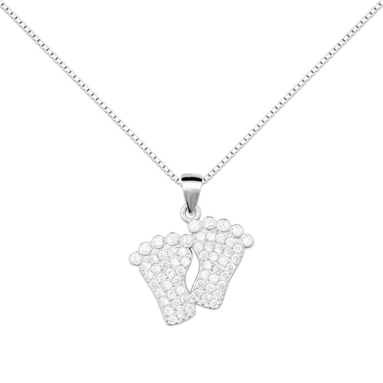 Zawieszka srebrna 925 z diamentowymi cyrkoniami - stópki