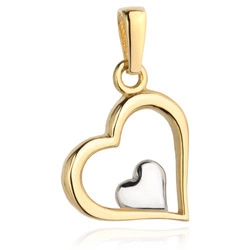 Złota zawieszka 585 - serce, serca