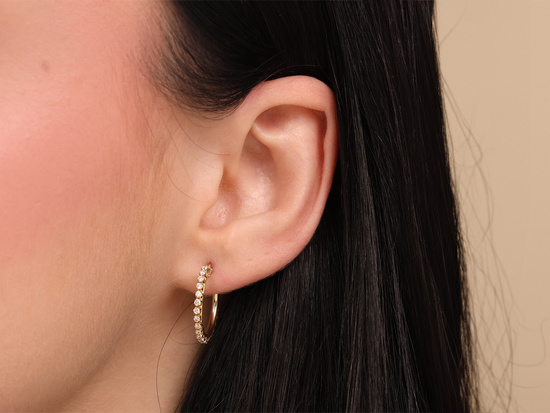 Kolczyki złote koła wysadzane cyrkoniami 20mm