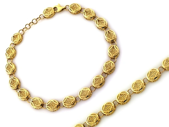 Bransoletka złota z ażurowych przestrzennych kółek