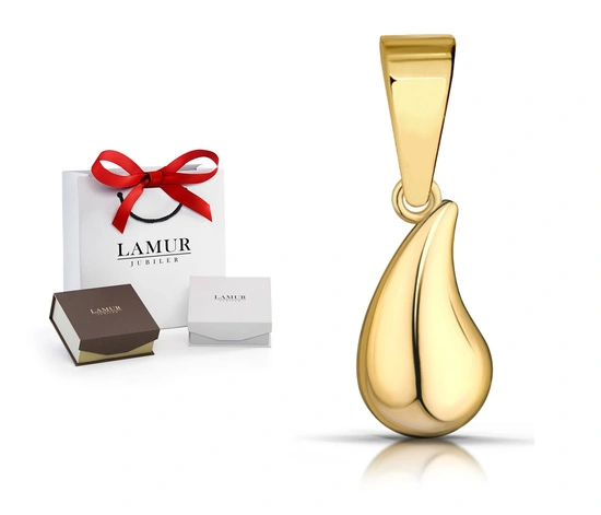 Złota zawieszka 585 minimalistyczna kropla, łezka