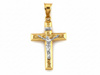 Złota zawieszka duży krzyżyk z białą pasyjką