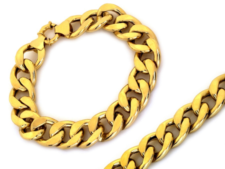 Złota bransoletka gruba pancerka męska