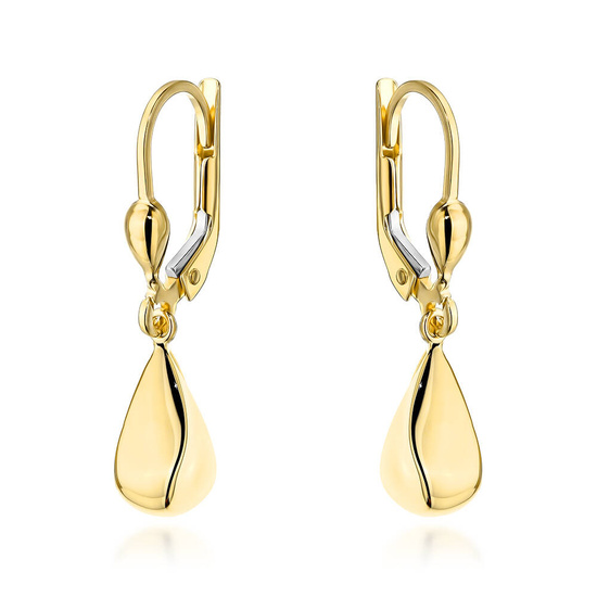 Złote kolczyki 585 klasyczne - wiszące geometryczne łezki, krople