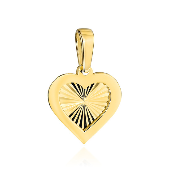 Złota zawieszka 585 - diamentowane serce w oprawie