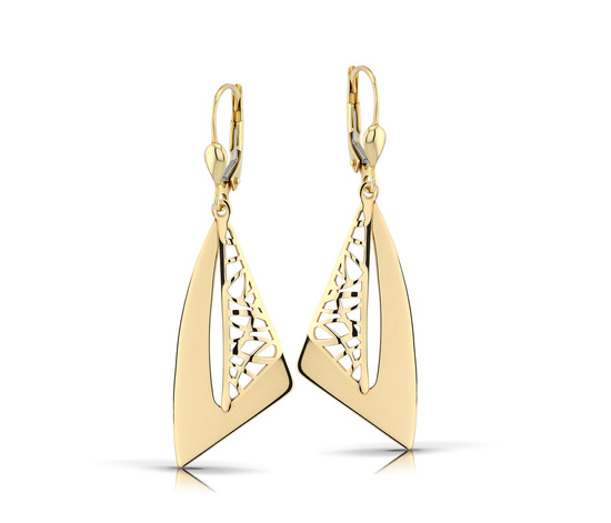 Złote kolczyki 585 ażurowe - wiszące