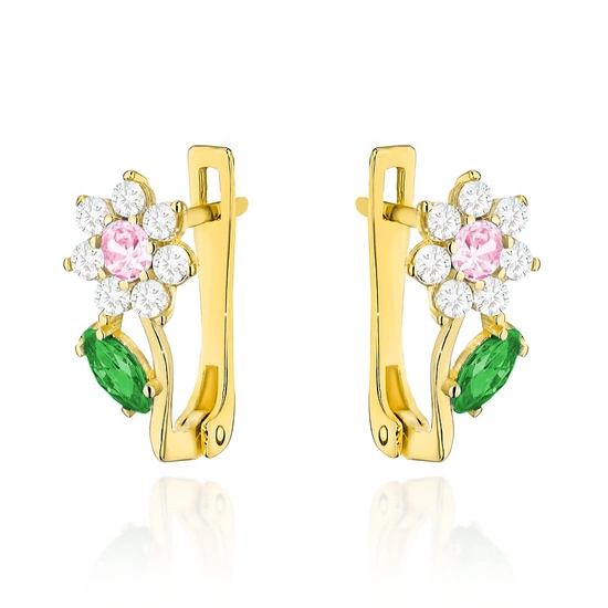 Złote kolczyki 585 dla dziewczynki - kwiatki