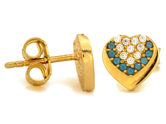 Złote kolczyki SERCA z cyrkoniami