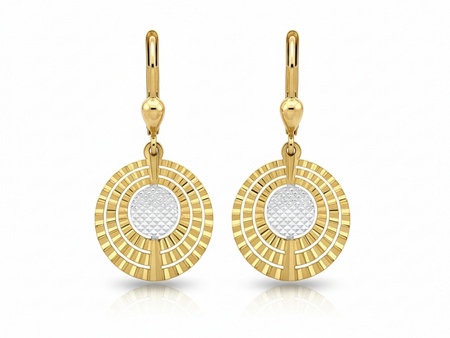 Kolczyki złote wiszące okrągłe dwukolorowe