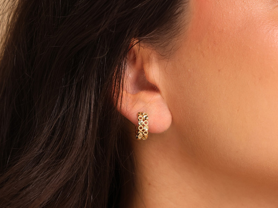 Kolczyki złote małe oryginalne kółeczka misterny ażur 14mm