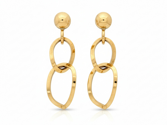 Kolczyki złote z wiszącymi dwoma ogniwami