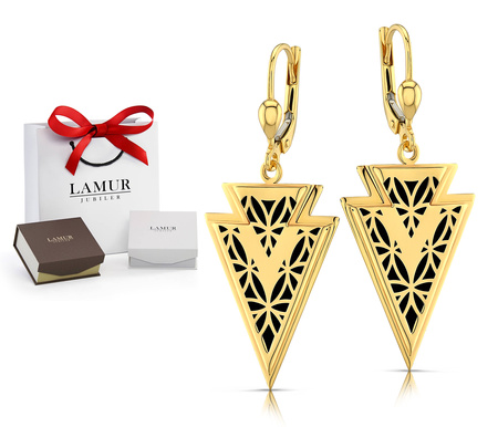 Złote kolczyki 585 nowoczesne - wiszące