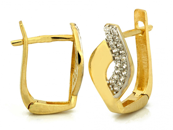 Złote kolczyki delikatne angielskie z cyrkoniami