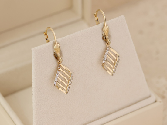 Kolczyki złote wiszące ażurowe