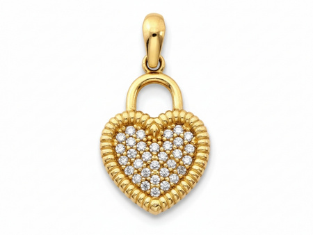 Zawieszka złota serce kłódka z cyrkoniami