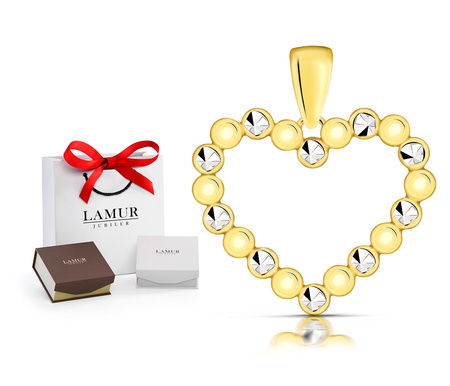 Złota zawieszka 375 - serce, kuleczki