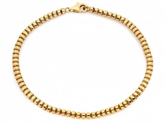 Złota bransoletka z walcowatych elementów