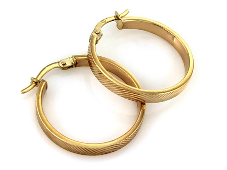 Kolczyki koła złote zdobione frezowane 30mm