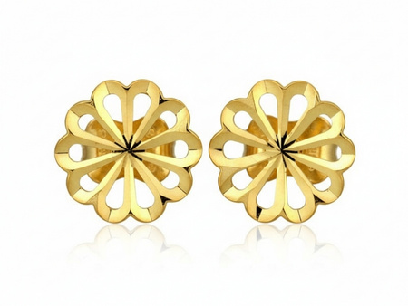 Złote kolczyki kwiatki na sztyfcie