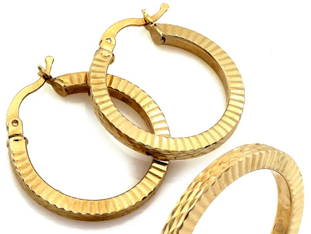 Kolczyki złote zdobione kółka 24mm