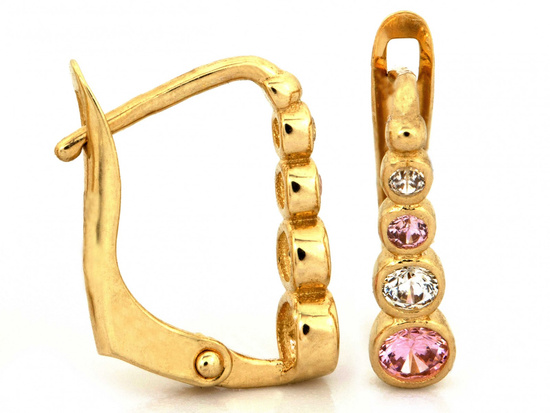 Kolczyki złote subtelne z cyrkoniami angielskie