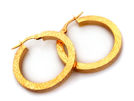 Kolczyki złote koła grube zdobione 28mm