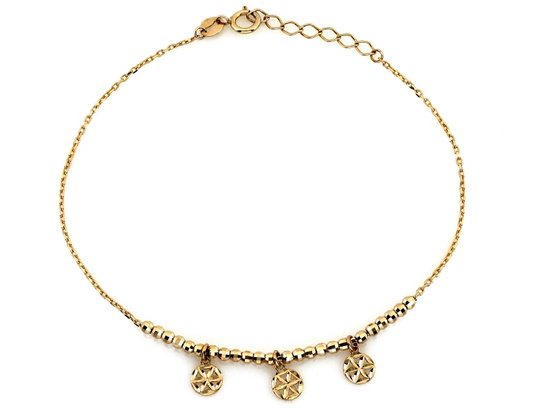 Bransoletka złota łańcuszek z kuleczkami i zawieszkami
