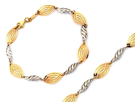 Modna bransoletka zlota elementowa z ażurowych elementów