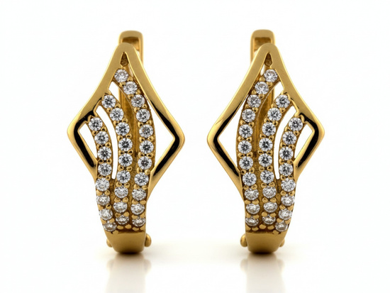 Złote kolczyki angielskie zdobione cyrkoniami