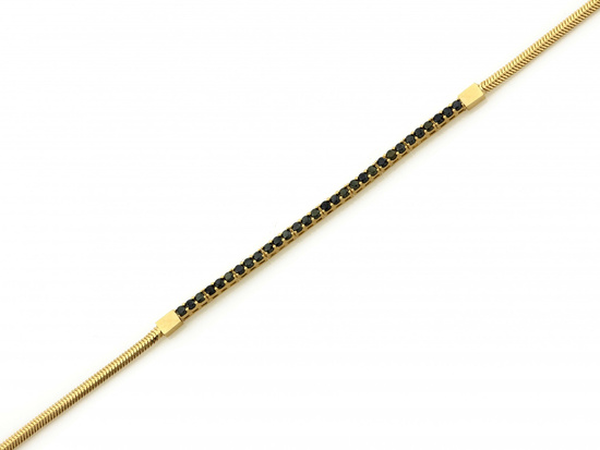 Bransoletka złota gruba linka czarne cyrkonie