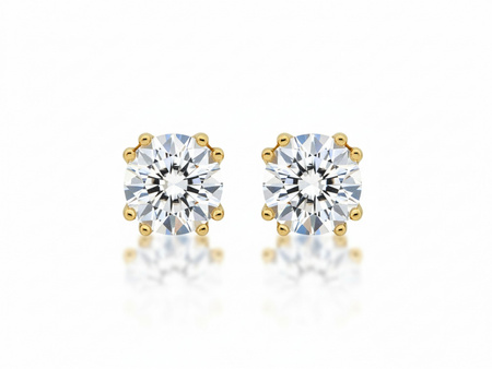 Kolczyki złote na sztyfcie z cyrkonią