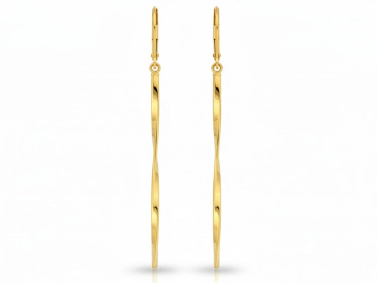 Złote kolczyki 585 długie, skręcone 