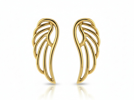 Kolczyki złote z ażurowymi skrzydłami na sztyfcie