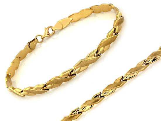 Bransoletka złota tłoczone elementy z satyną