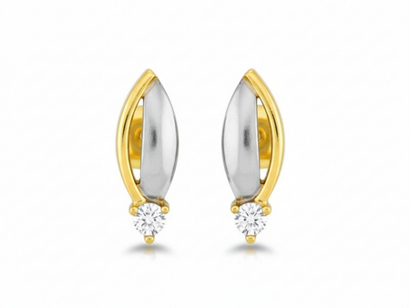 Cudne kolczyki z dwukolorowego złota sztyfty