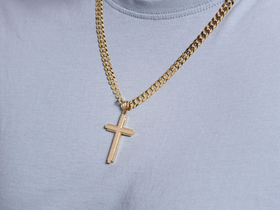 Złoty krzyżyk duży wisior zawieszka bez wizerunku